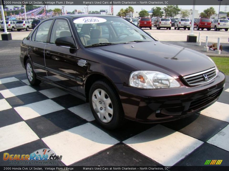 2000 Honda Civic LX Sedan Vintage Plum / Beige Photo #5