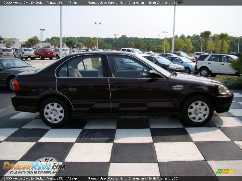 2000 Honda Civic LX Sedan Vintage Plum / Beige Photo #6