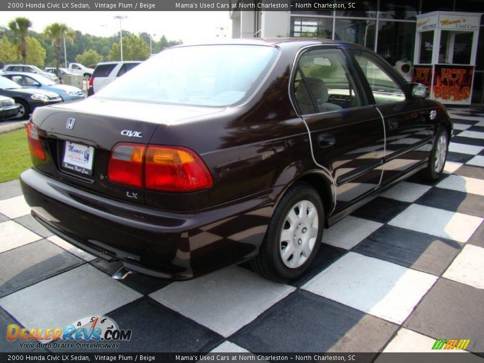 2000 Honda Civic LX Sedan Vintage Plum / Beige Photo #7
