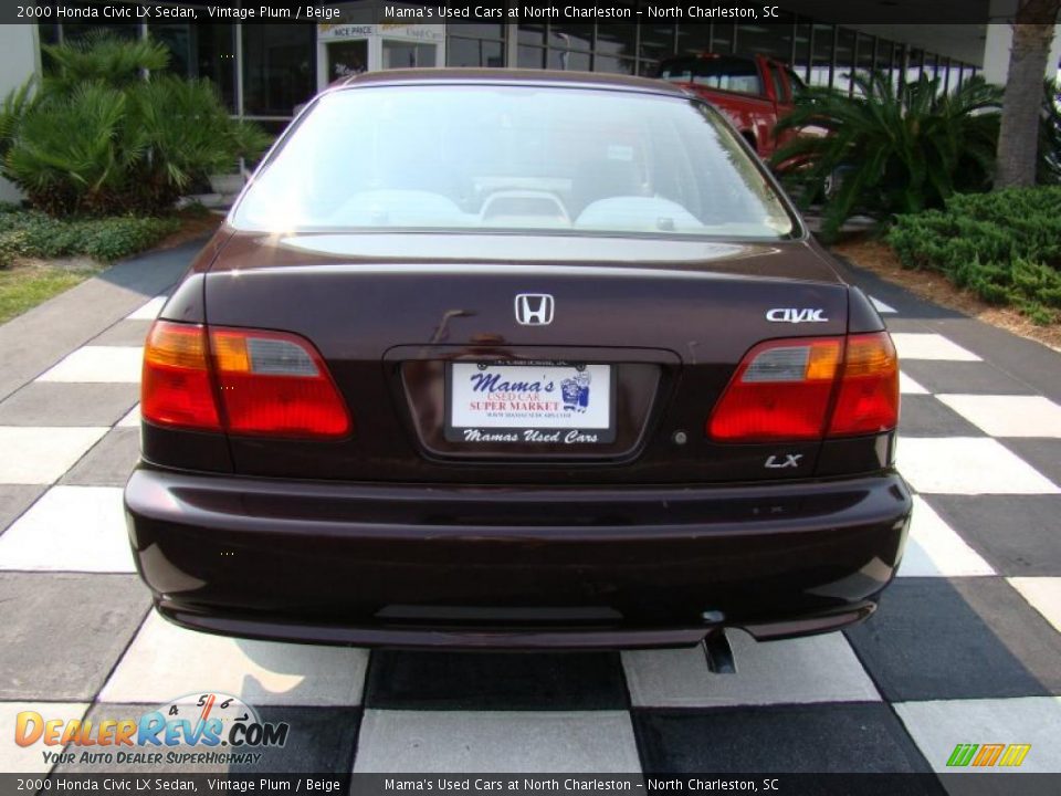 2000 Honda Civic LX Sedan Vintage Plum / Beige Photo #8