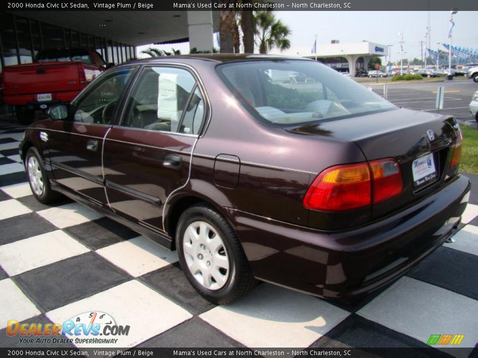 2000 Honda Civic LX Sedan Vintage Plum / Beige Photo #9