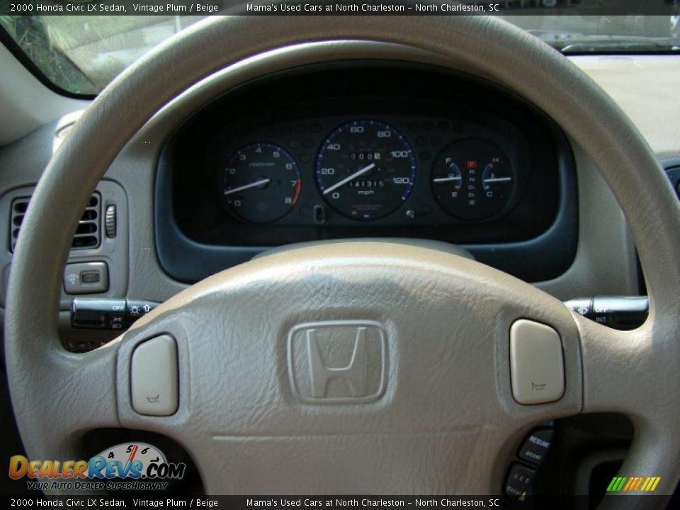 2000 Honda Civic LX Sedan Vintage Plum / Beige Photo #13