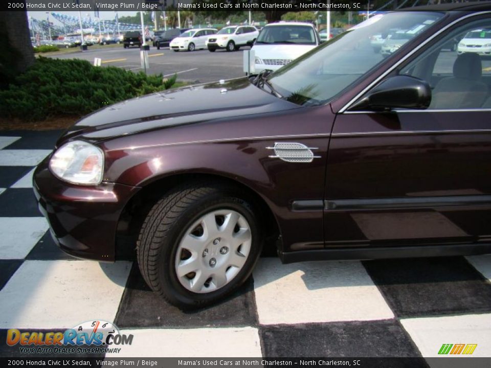 2000 Honda Civic LX Sedan Vintage Plum / Beige Photo #21