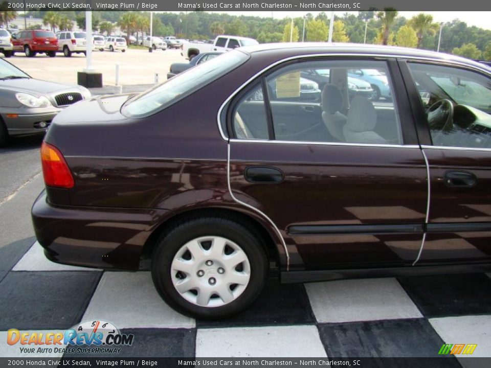 2000 Honda Civic LX Sedan Vintage Plum / Beige Photo #23