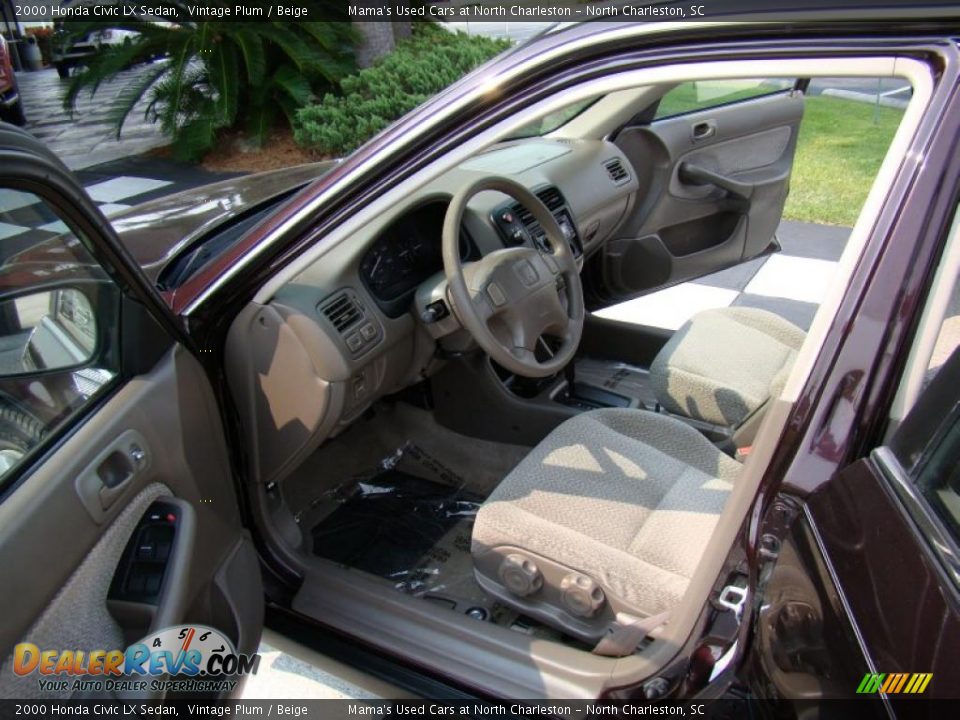 2000 Honda Civic LX Sedan Vintage Plum / Beige Photo #24