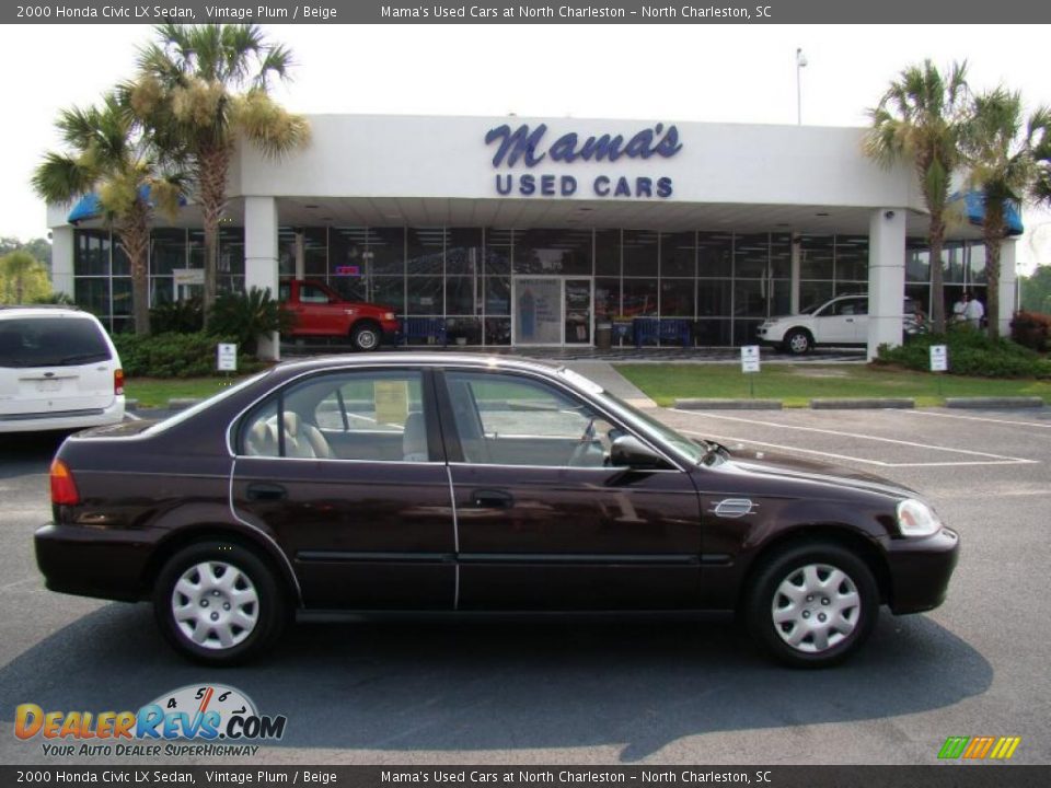 2000 Honda Civic LX Sedan Vintage Plum / Beige Photo #32