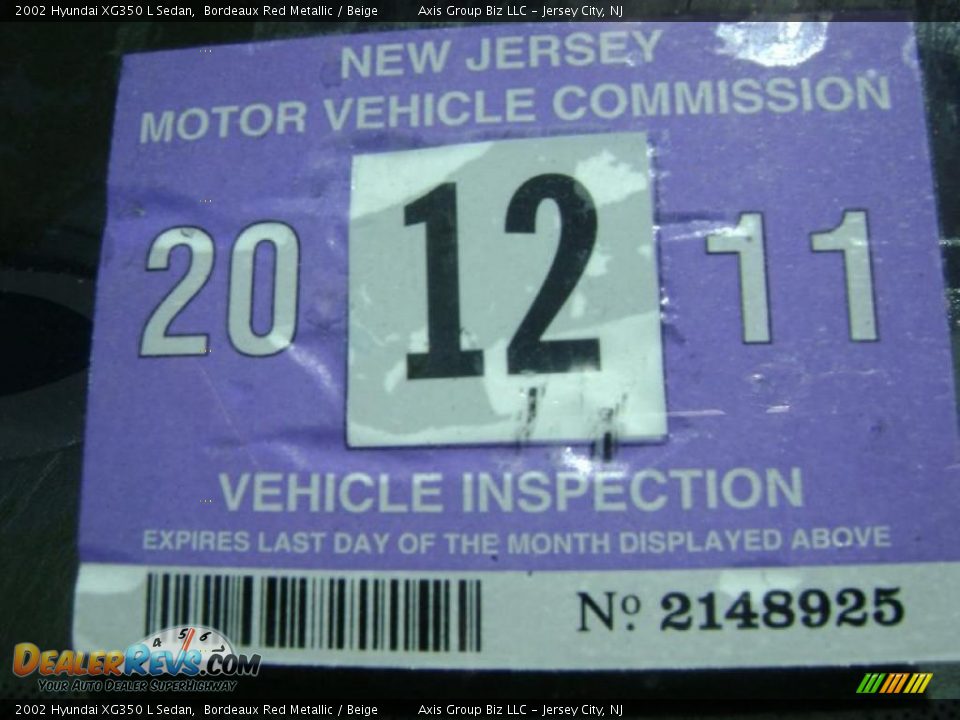 2002 Hyundai XG350 L Sedan Bordeaux Red Metallic / Beige Photo #10