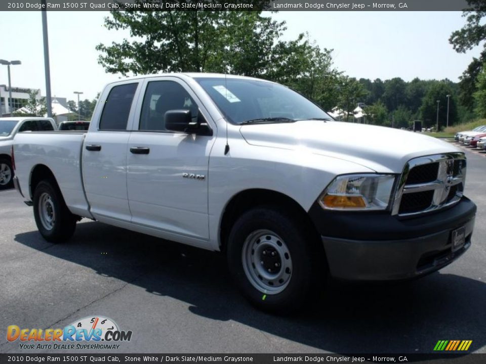 2010 Dodge Ram 1500 ST Quad Cab Stone White / Dark Slate/Medium Graystone Photo #4