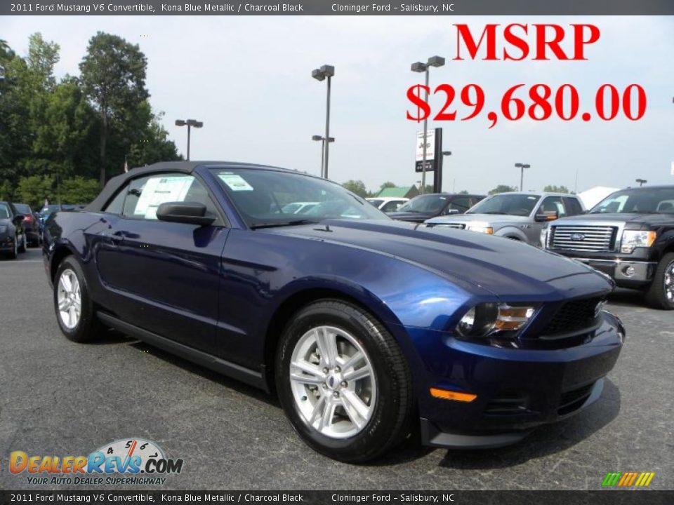 2011 Ford Mustang V6 Convertible Kona Blue Metallic / Charcoal Black Photo #1