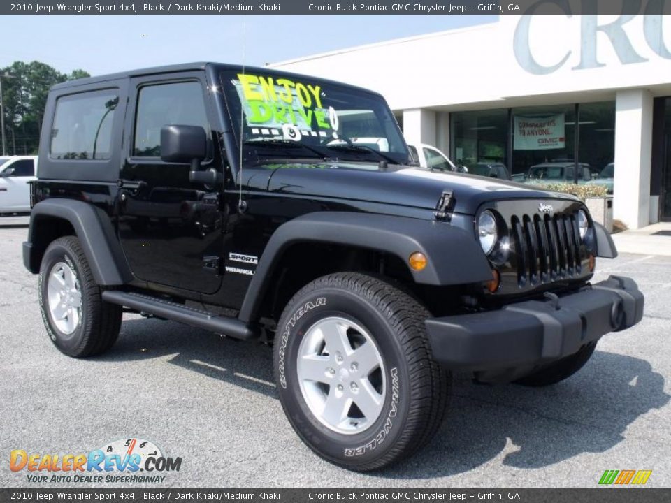 2010 Jeep Wrangler Sport 4x4 Black / Dark Khaki/Medium Khaki Photo #2