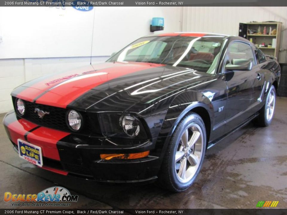 2006 Ford Mustang GT Premium Coupe Black / Red/Dark Charcoal Photo #1