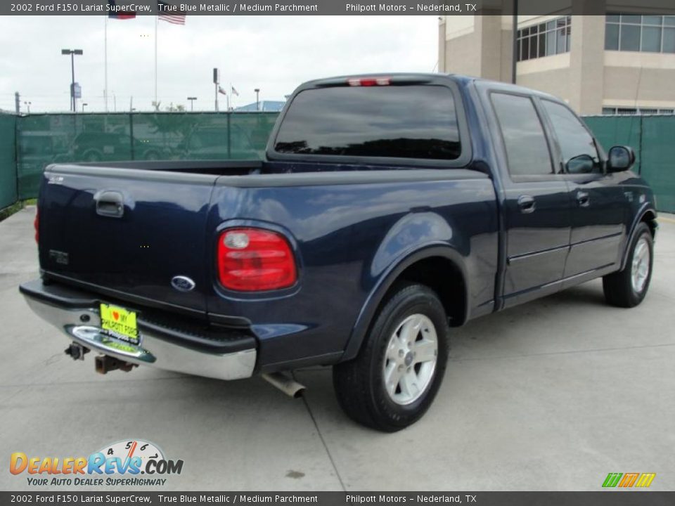 2002 Ford F150 Lariat SuperCrew True Blue Metallic / Medium Parchment Photo #3