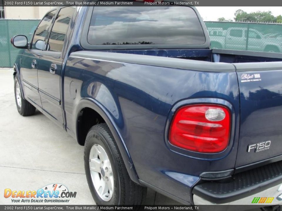 2002 Ford F150 Lariat SuperCrew True Blue Metallic / Medium Parchment Photo #5