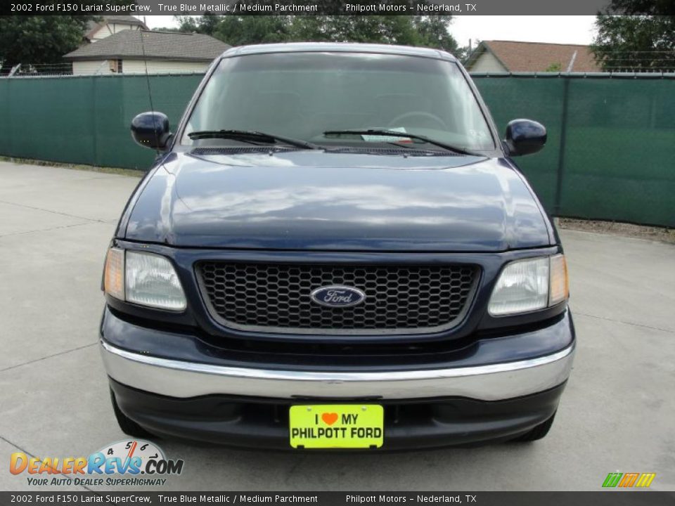 2002 Ford F150 Lariat SuperCrew True Blue Metallic / Medium Parchment Photo #8