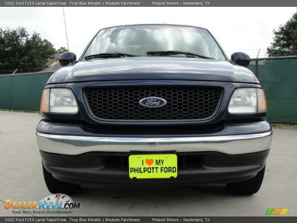 2002 Ford F150 Lariat SuperCrew True Blue Metallic / Medium Parchment Photo #9