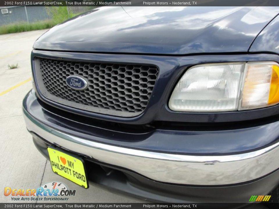 2002 Ford F150 Lariat SuperCrew True Blue Metallic / Medium Parchment Photo #11