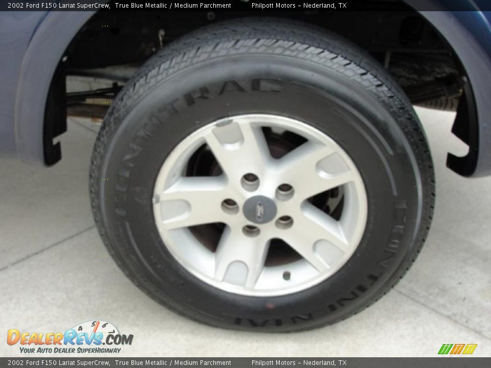 2002 Ford F150 Lariat SuperCrew True Blue Metallic / Medium Parchment Photo #13