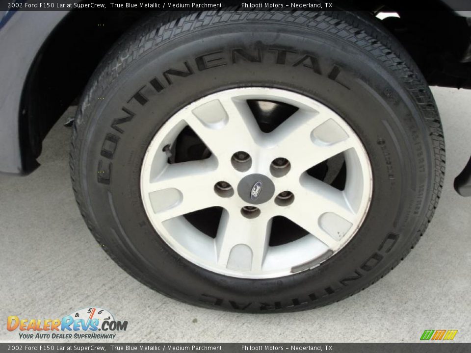2002 Ford F150 Lariat SuperCrew True Blue Metallic / Medium Parchment Photo #15