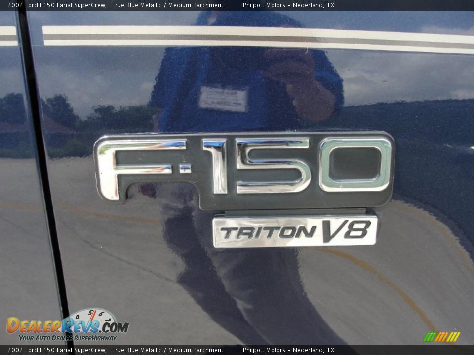 2002 Ford F150 Lariat SuperCrew True Blue Metallic / Medium Parchment Photo #16