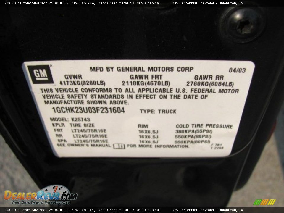 2003 Chevrolet Silverado 2500HD LS Crew Cab 4x4 Dark Green Metallic / Dark Charcoal Photo #15