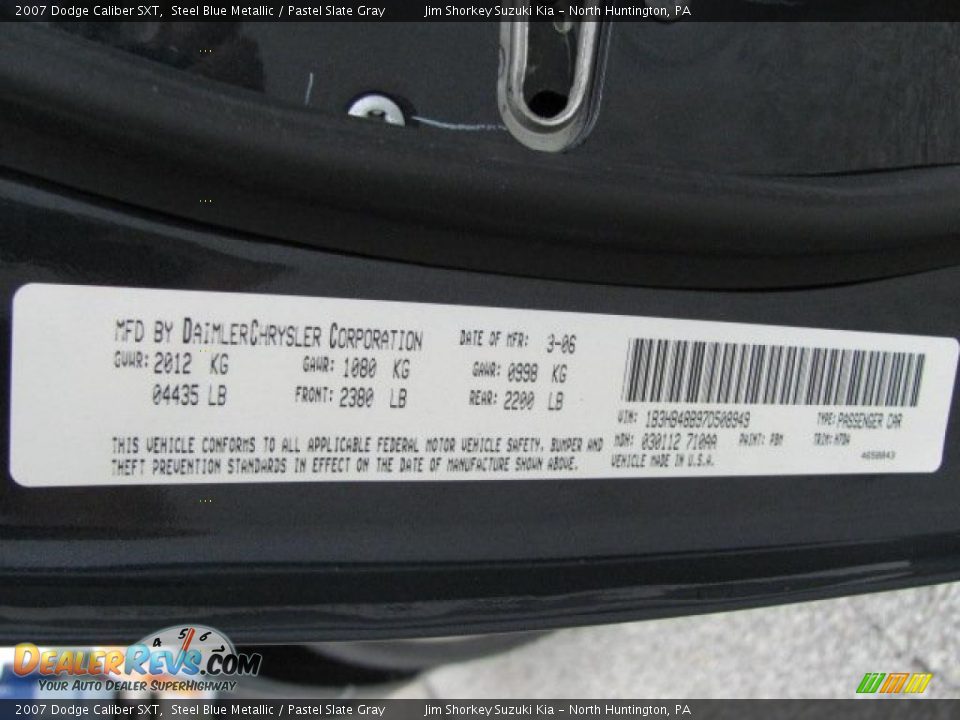 2007 Dodge Caliber SXT Steel Blue Metallic / Pastel Slate Gray Photo #14