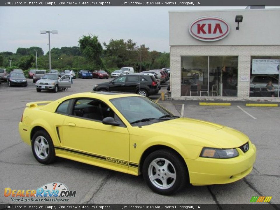 2003 Ford Mustang V6 Coupe Zinc Yellow / Medium Graphite Photo #1