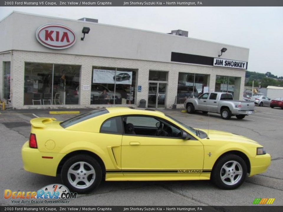 2003 Ford Mustang V6 Coupe Zinc Yellow / Medium Graphite Photo #2