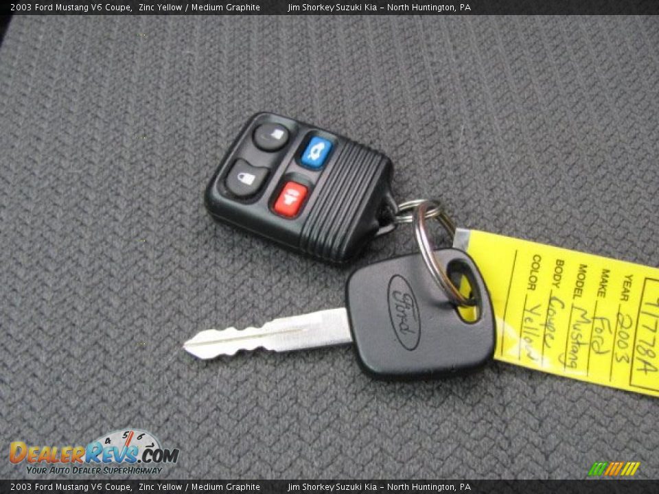 2003 Ford Mustang V6 Coupe Zinc Yellow / Medium Graphite Photo #12