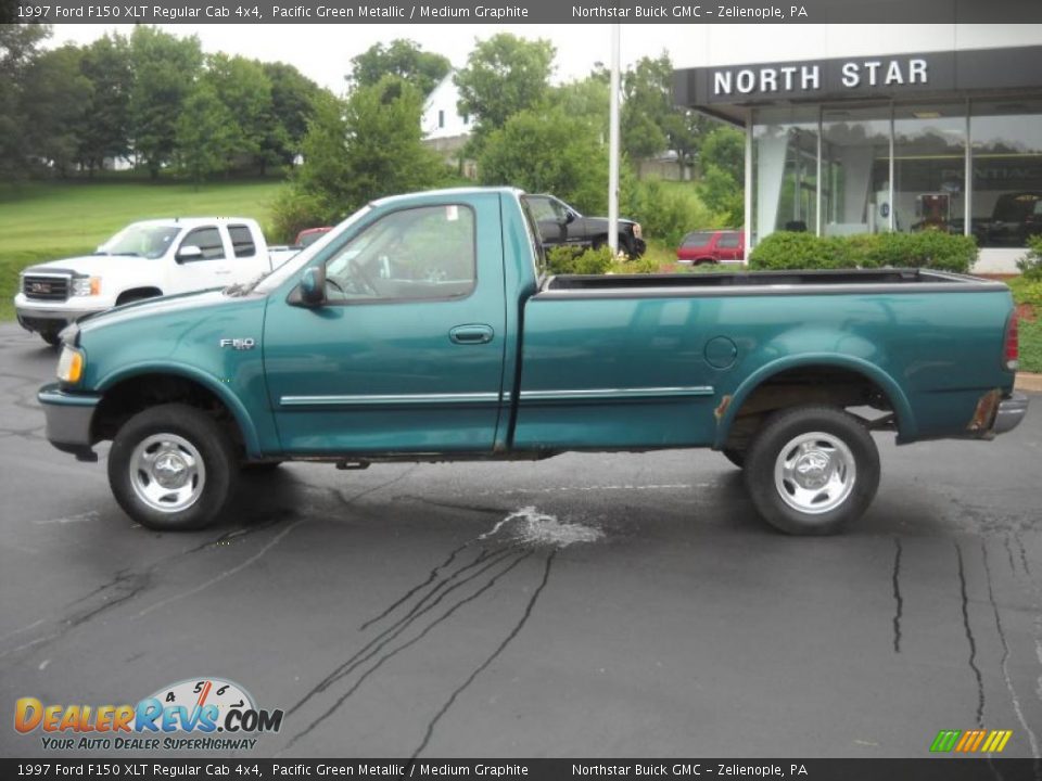 1997 Ford F150 XLT Regular Cab 4x4 Pacific Green Metallic / Medium Graphite Photo #9