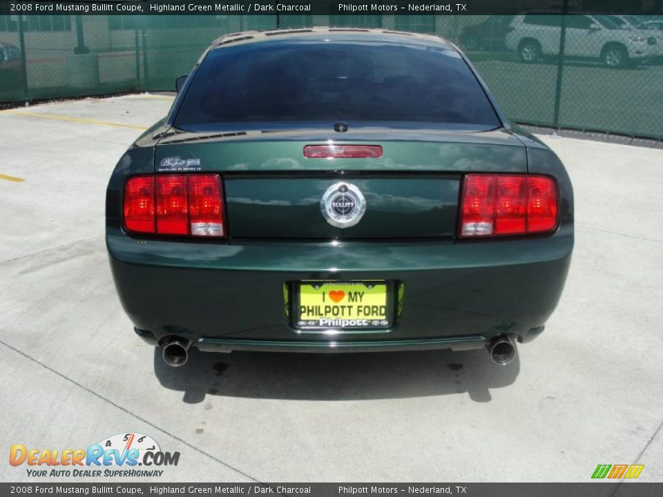 2008 Ford Mustang Bullitt Coupe Highland Green Metallic / Dark Charcoal Photo #4