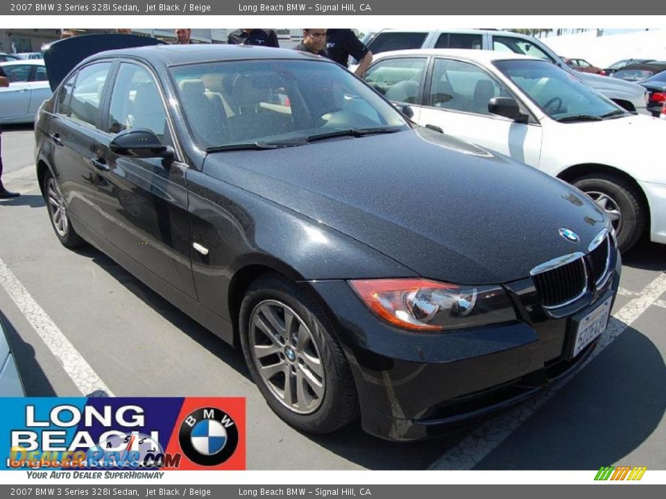 2007 BMW 3 Series 328i Sedan Jet Black / Beige Photo #1