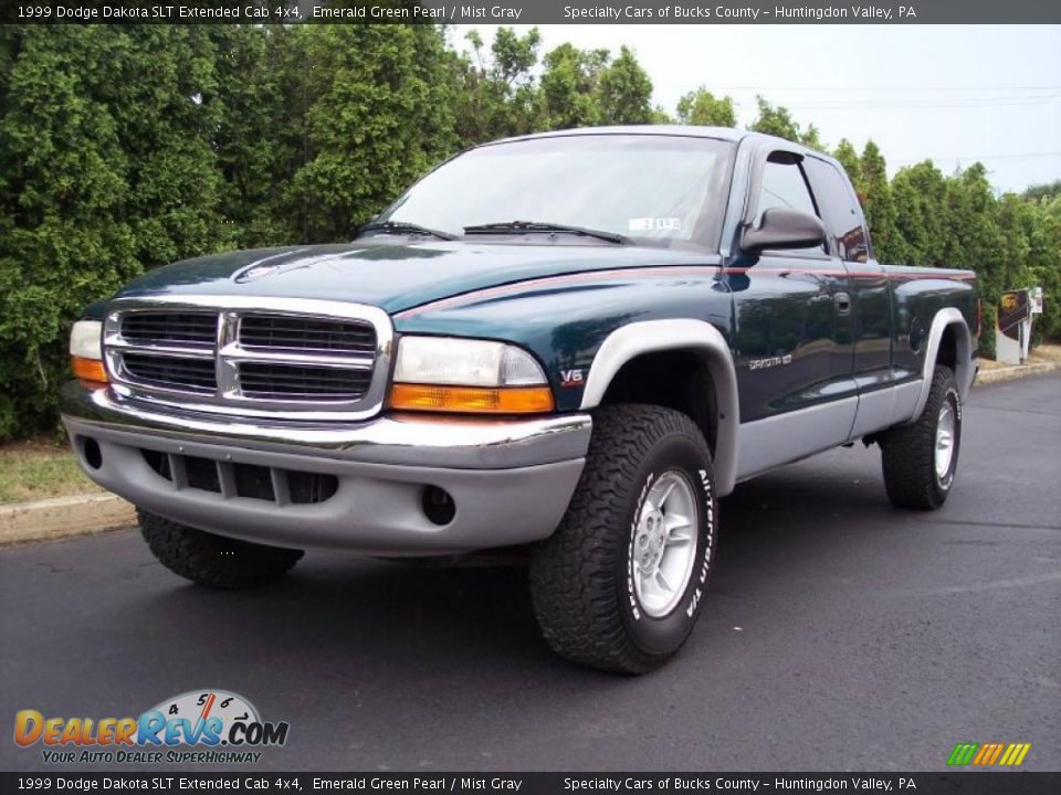 1999 Dodge Dakota SLT Extended Cab 4x4 Emerald Green Pearl / Mist Gray Photo #2