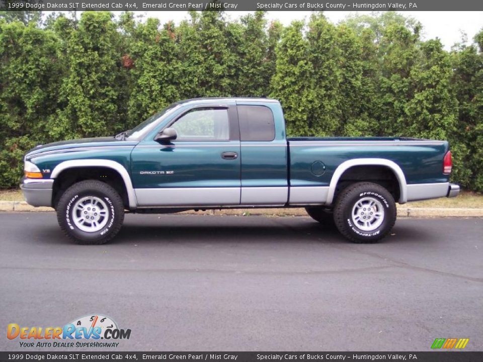 1999 Dodge Dakota SLT Extended Cab 4x4 Emerald Green Pearl / Mist Gray Photo #3