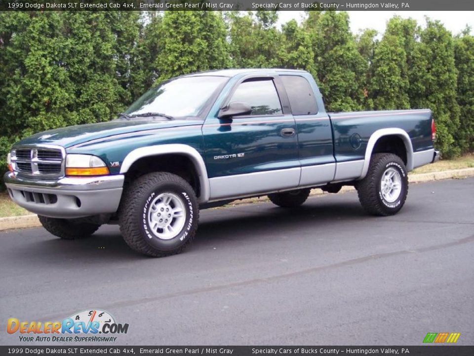 1999 Dodge Dakota SLT Extended Cab 4x4 Emerald Green Pearl / Mist Gray Photo #10