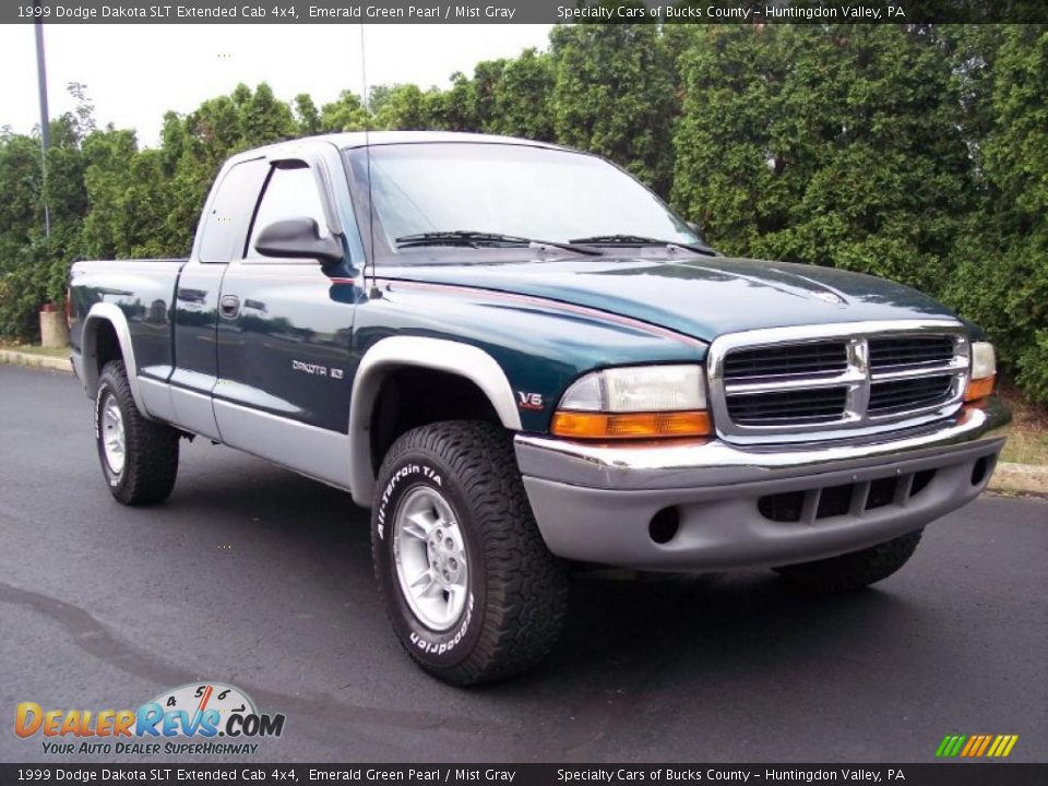 1999 Dodge Dakota SLT Extended Cab 4x4 Emerald Green Pearl / Mist Gray Photo #11