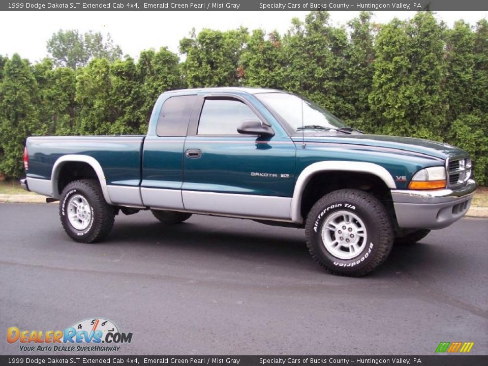 1999 Dodge Dakota SLT Extended Cab 4x4 Emerald Green Pearl / Mist Gray Photo #12