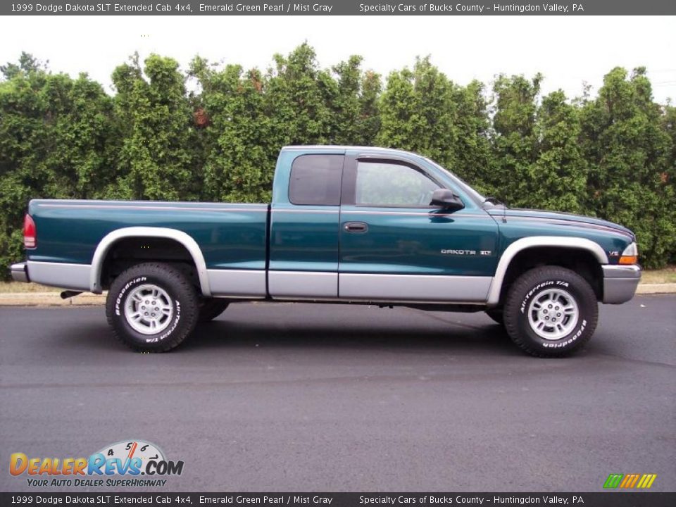 1999 Dodge Dakota SLT Extended Cab 4x4 Emerald Green Pearl / Mist Gray Photo #13