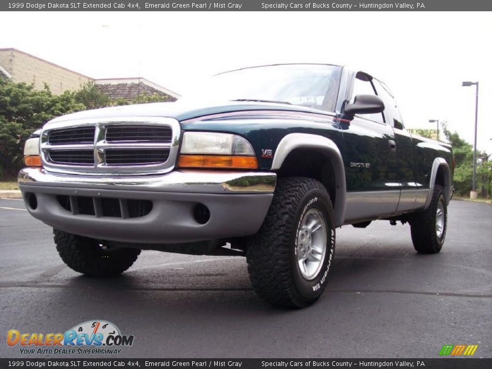 1999 Dodge Dakota SLT Extended Cab 4x4 Emerald Green Pearl / Mist Gray Photo #19