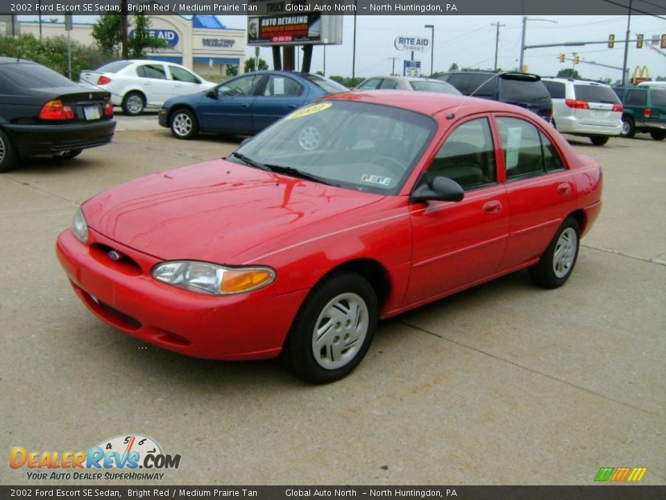 2002 Ford Escort SE Sedan Bright Red / Medium Prairie Tan Photo #2