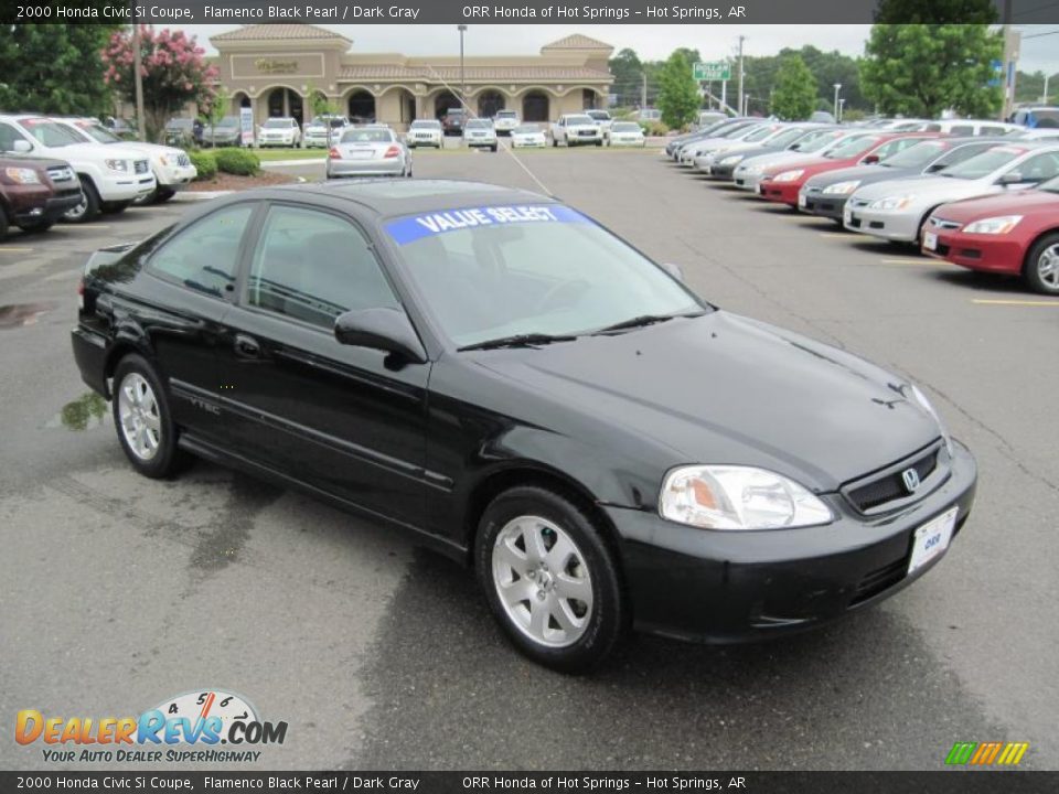 2000 Honda Civic Si Coupe Flamenco Black Pearl / Dark Gray Photo #7