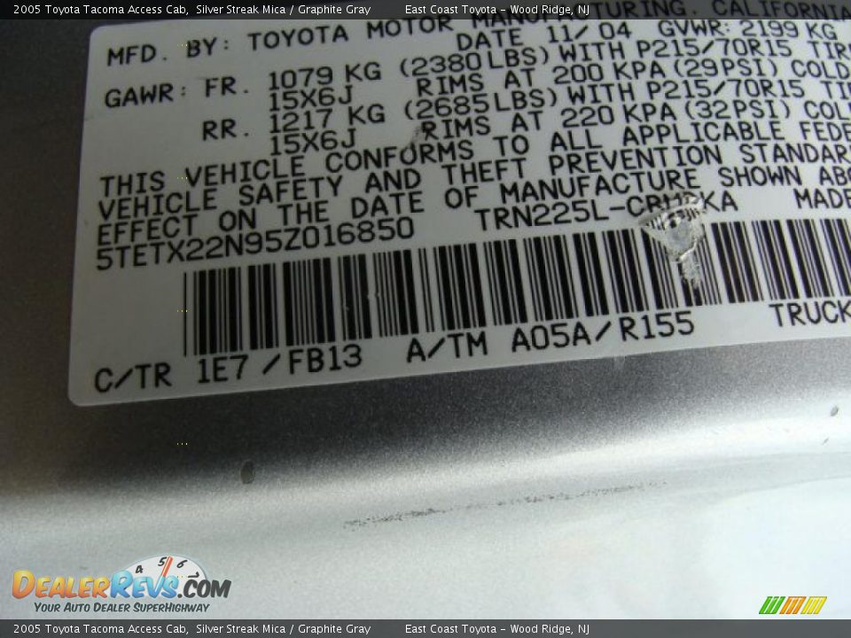 2005 Toyota Tacoma Access Cab Silver Streak Mica / Graphite Gray Photo #15