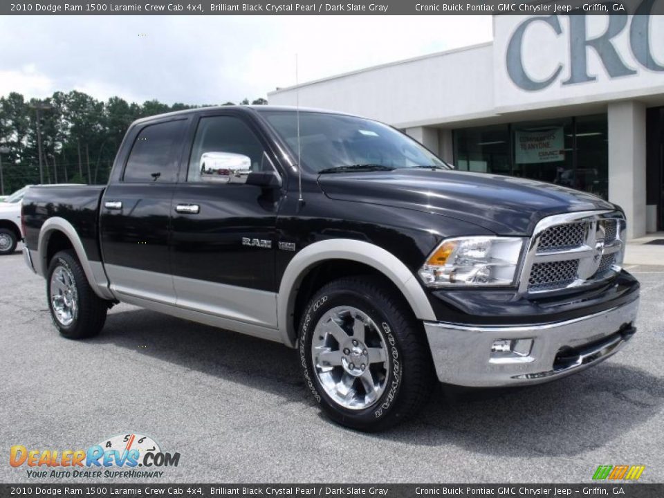 2010 Dodge Ram 1500 Laramie Crew Cab 4x4 Brilliant Black Crystal Pearl / Dark Slate Gray Photo #2