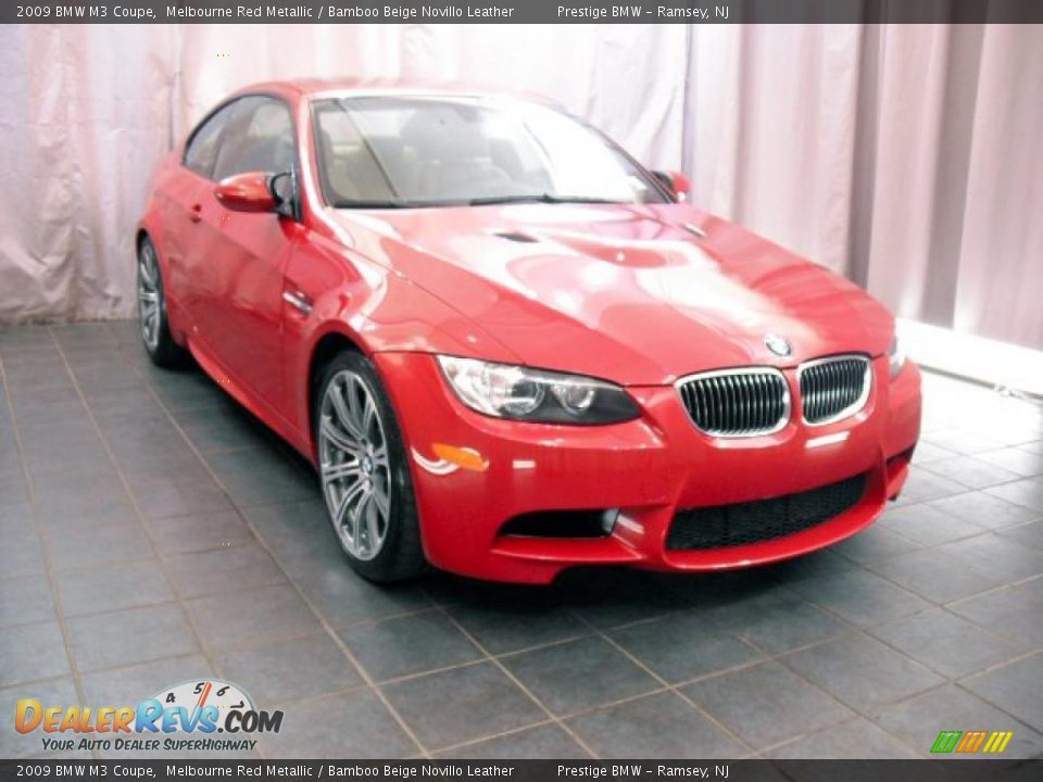 2009 BMW M3 Coupe Melbourne Red Metallic / Bamboo Beige Novillo Leather Photo #12