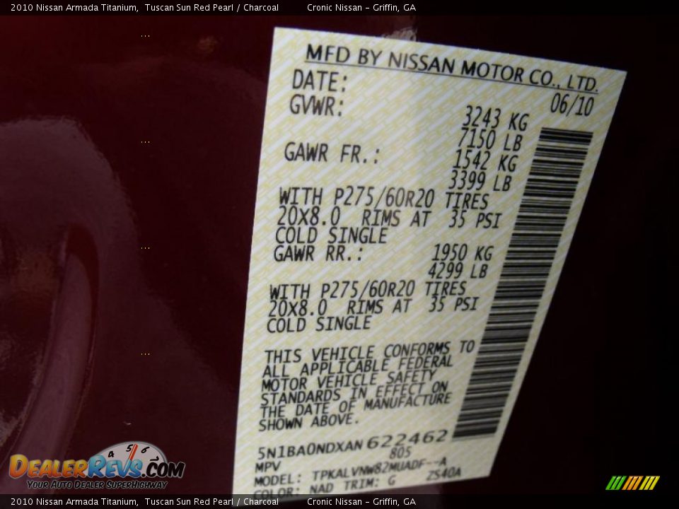 2010 Nissan Armada Titanium Tuscan Sun Red Pearl / Charcoal Photo #18