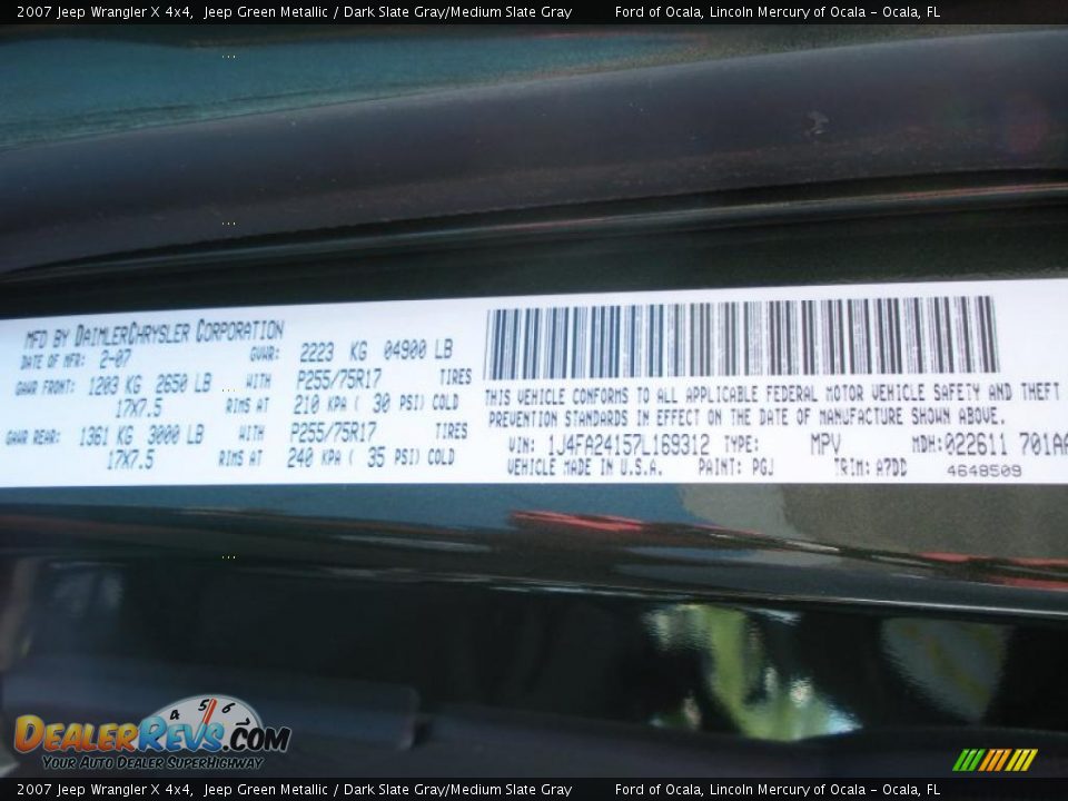 2007 Jeep Wrangler X 4x4 Jeep Green Metallic / Dark Slate Gray/Medium Slate Gray Photo #26