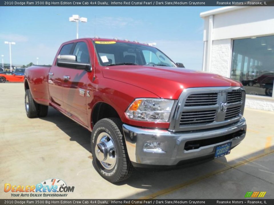 2010 Dodge Ram 3500 Big Horn Edition Crew Cab 4x4 Dually Inferno Red Crystal Pearl / Dark Slate/Medium Graystone Photo #1