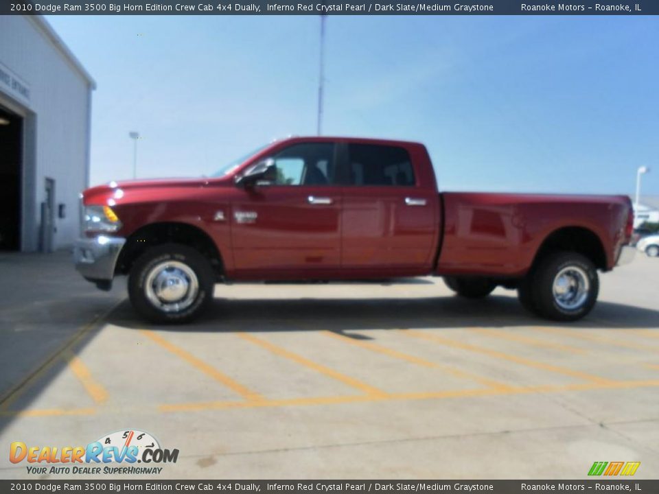 2010 Dodge Ram 3500 Big Horn Edition Crew Cab 4x4 Dually Inferno Red Crystal Pearl / Dark Slate/Medium Graystone Photo #4