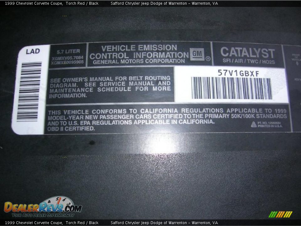 1999 Chevrolet Corvette Coupe Torch Red / Black Photo #7