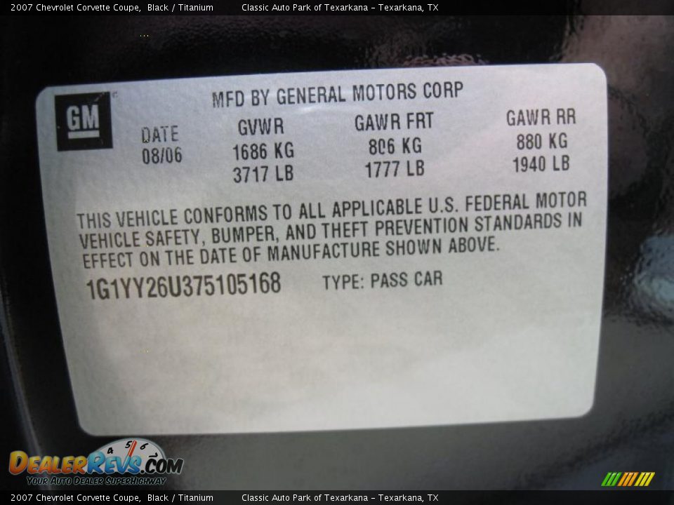 2007 Chevrolet Corvette Coupe Black / Titanium Photo #9