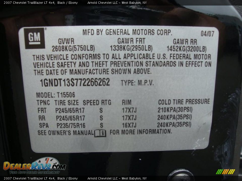 2007 Chevrolet TrailBlazer LT 4x4 Black / Ebony Photo #17